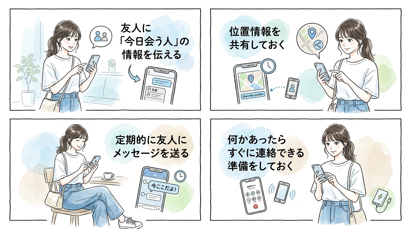 スマホで友人に居場所を共有しておく