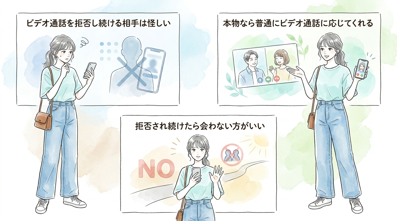 ビデオ通話を拒否し続ける相手とは会わない