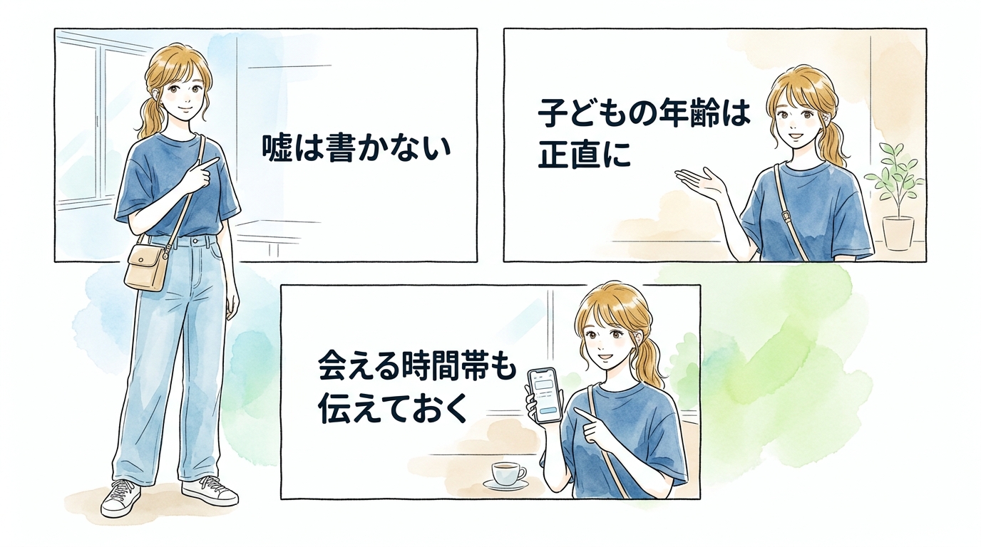 プロフィールで状況を伝えておけば、会ってから気まずくならない