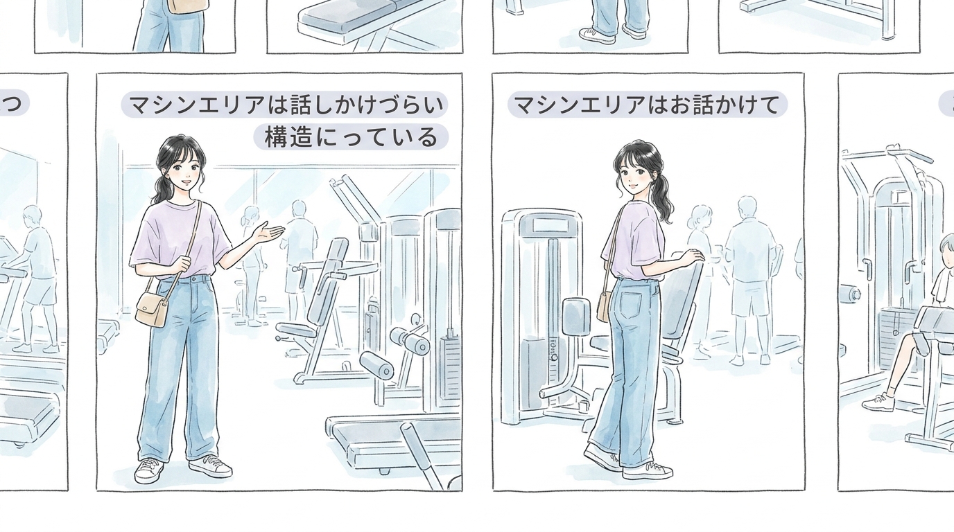 マシンエリアは話しかけづらい構造になっている