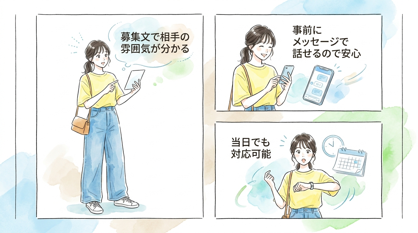 マッチングアプリの「おでかけ機能」なら当日募集に応募できる
