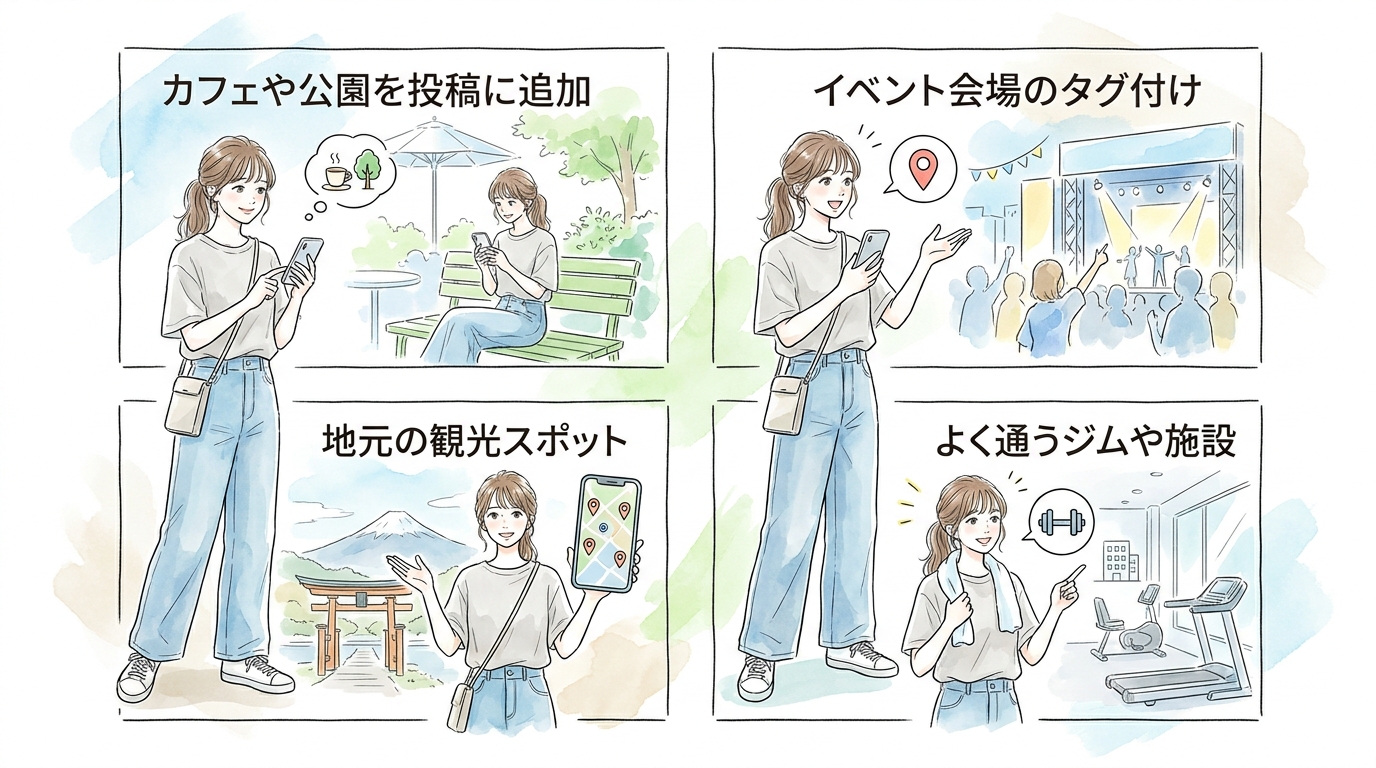 位置情報タグで同じエリアの人と自然につながっている