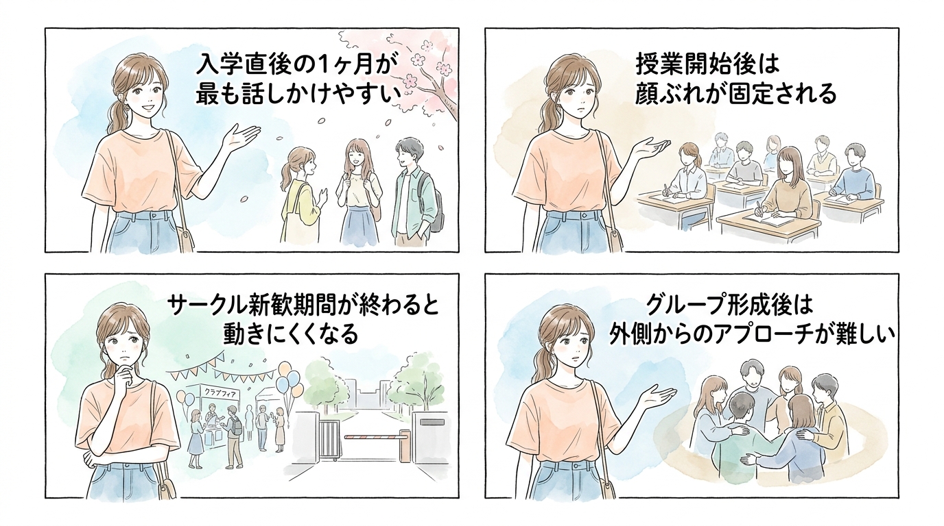 入学時に期待していた出会いが消えていく仕組み