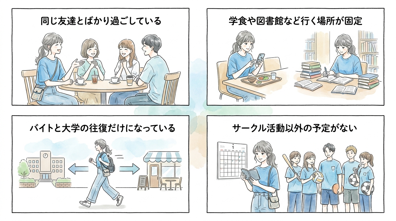 同じ顔ぶれで固定化する大学生活のサイクル