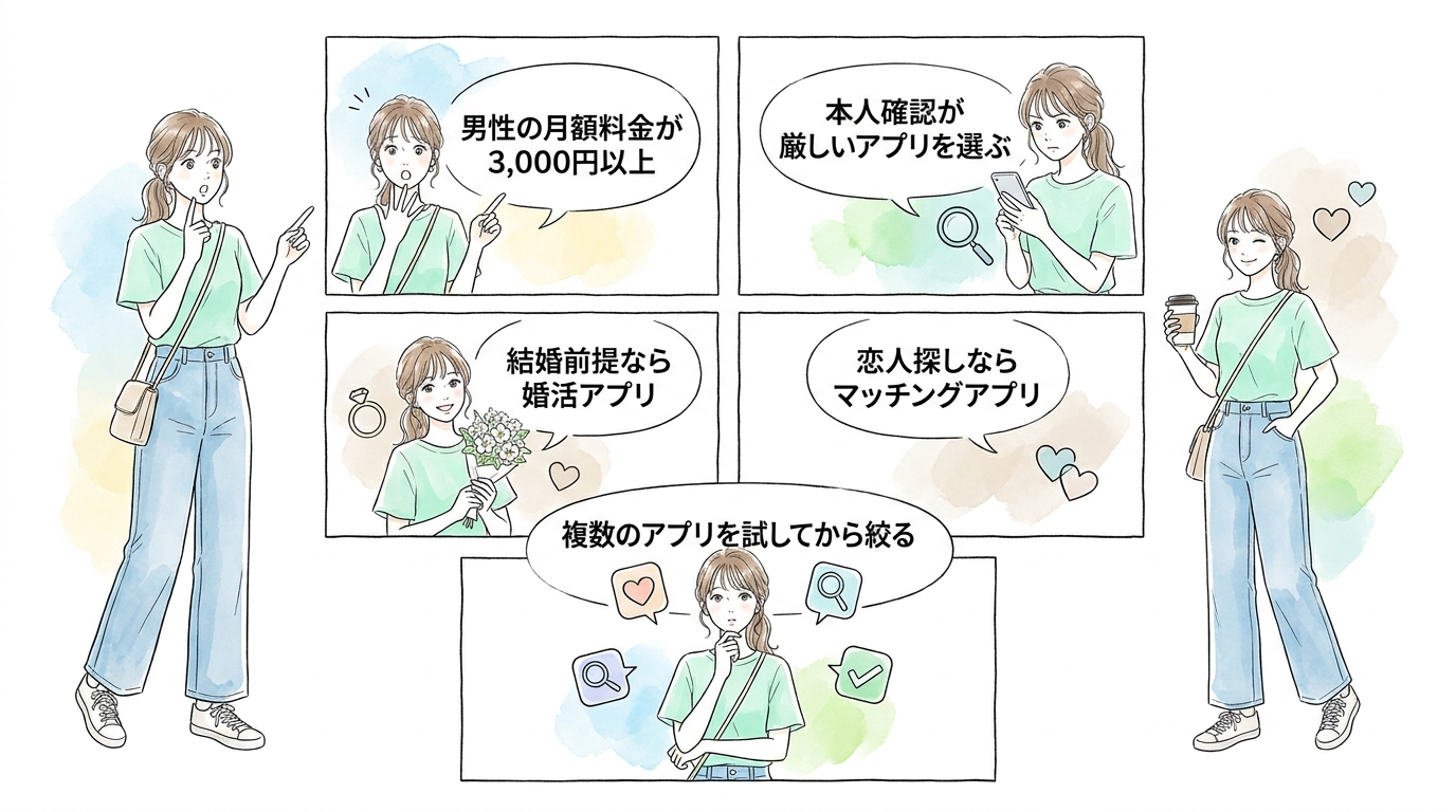 女性が無料で使えるアプリの中で真剣度が高いものを選ぶ基準