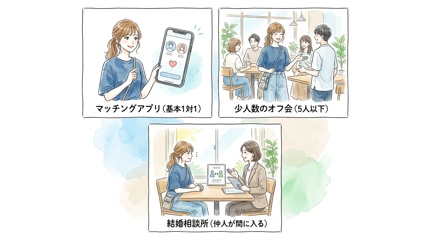 少人数制か1対1で関係を深められる場所を選ぶ