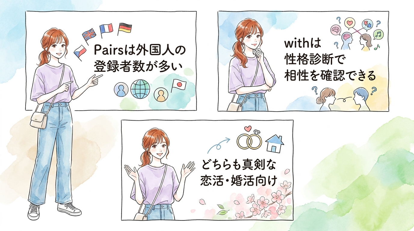 恋活・婚活目的なら「Pairs」と「with」を同時に使っておく