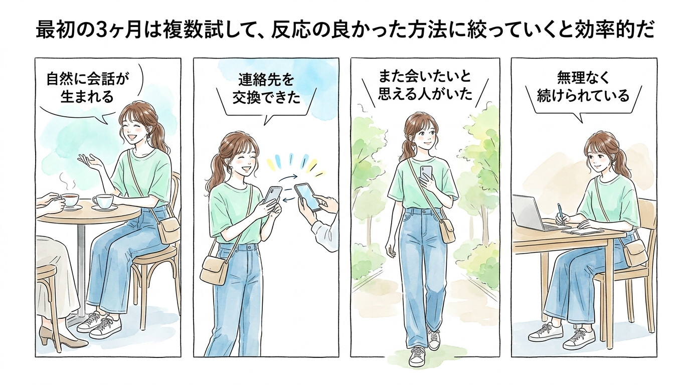 最初の3ヶ月は複数試して、反応の良かった方法に絞っていくと効率的だ