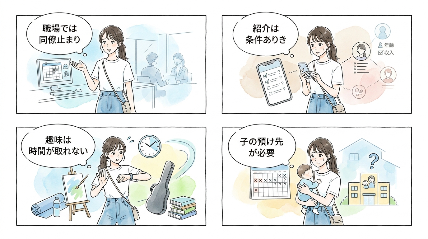 職場・趣味・友人紹介では「お母さん」として見られて終わってしまう