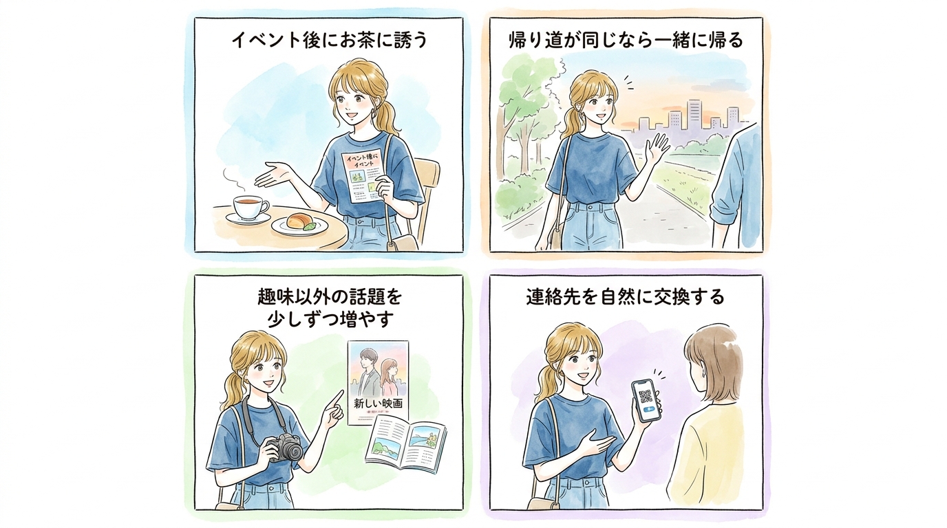 趣味仲間のままで終わらないための自然なアプローチを準備しておく