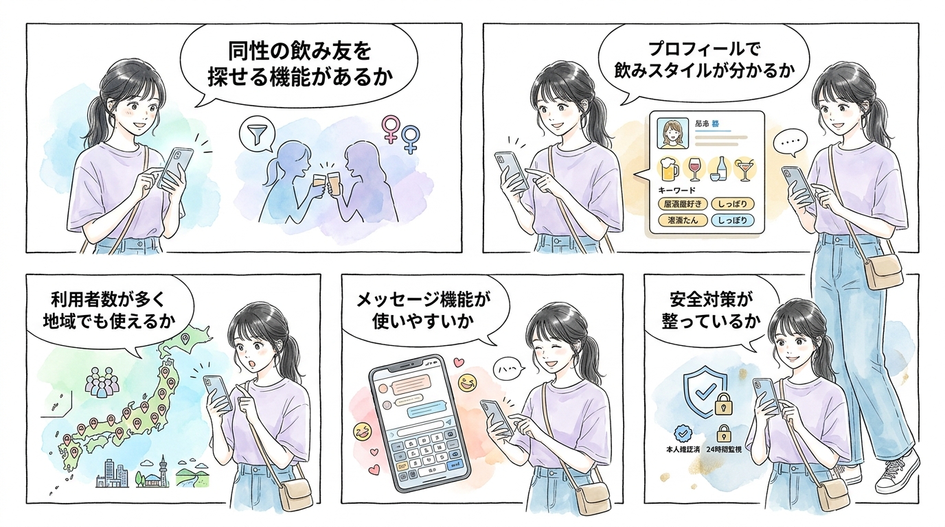 飲み友を探したい人向け：マッチング機能付きアプリ