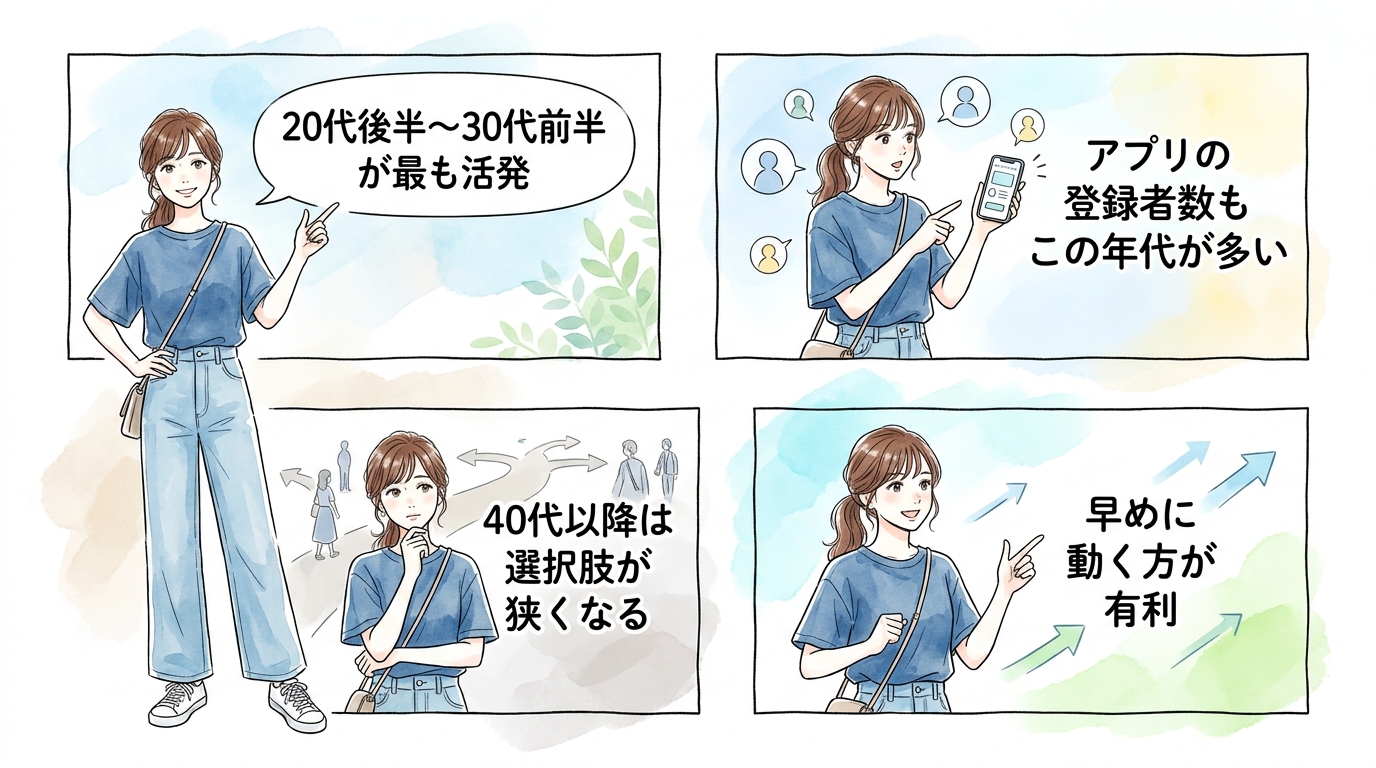 20代後半から30代前半は同世代のオタクが最も活発に動いている時期だとわかる