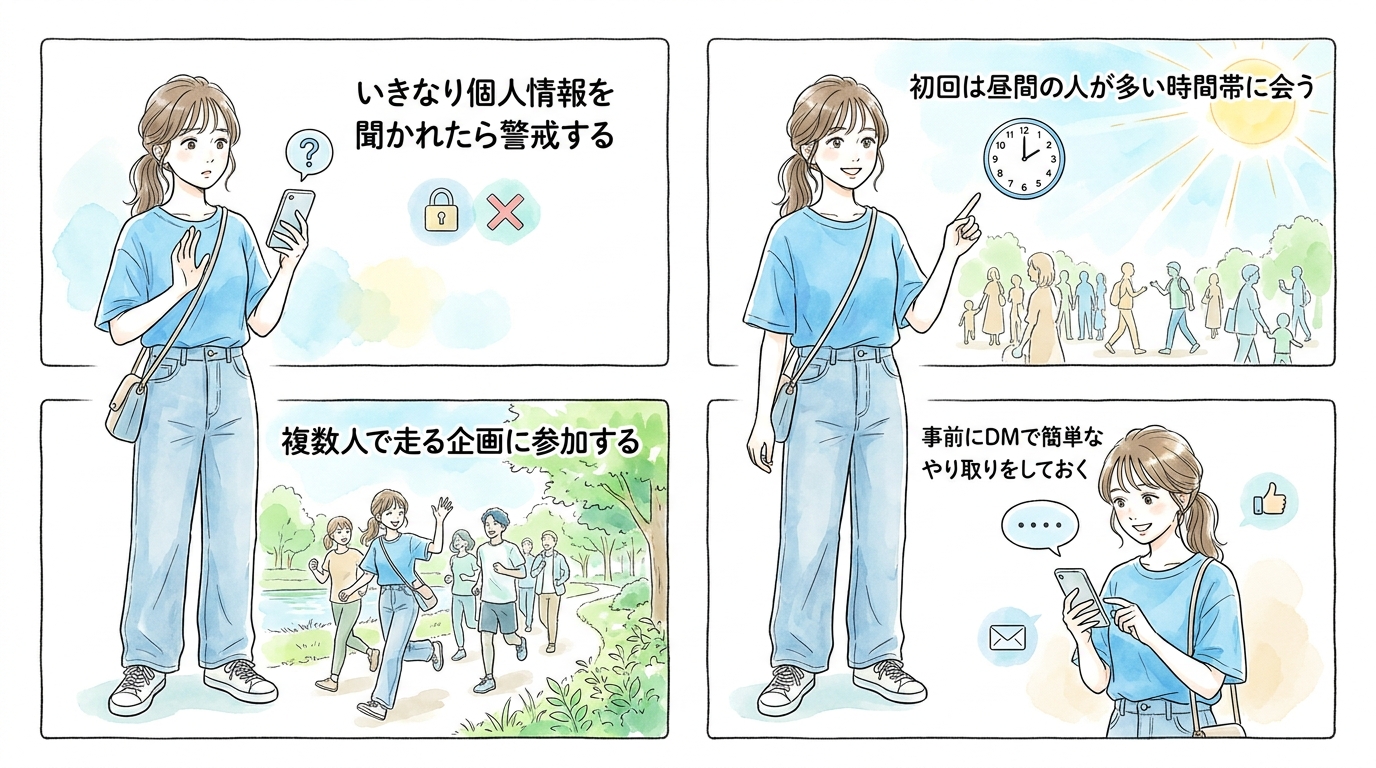 X（旧Twitter）で皇居ランアカウントをフォローすると募集が見つかる