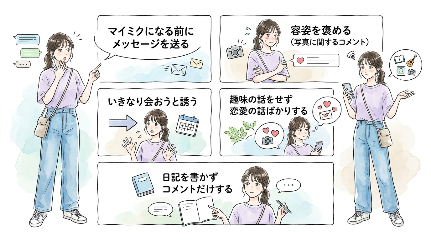 いきなりのメッセージや容姿の話題は避ける