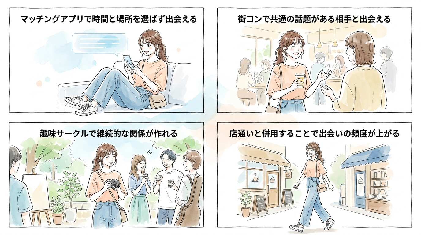 アプリ・街コン・趣味サークルを併用すると接点が倍増する