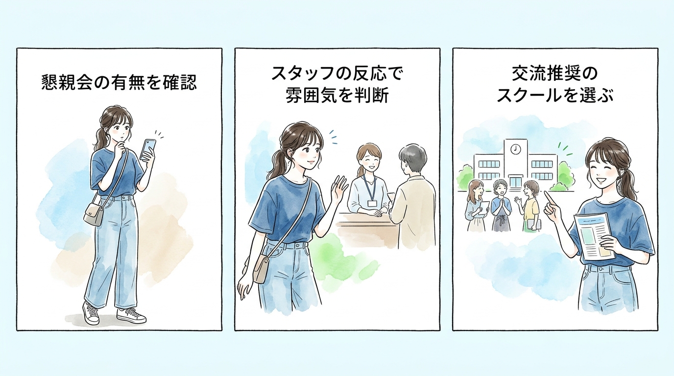 イベントや懇親会を開催しているスクールを選んでおく