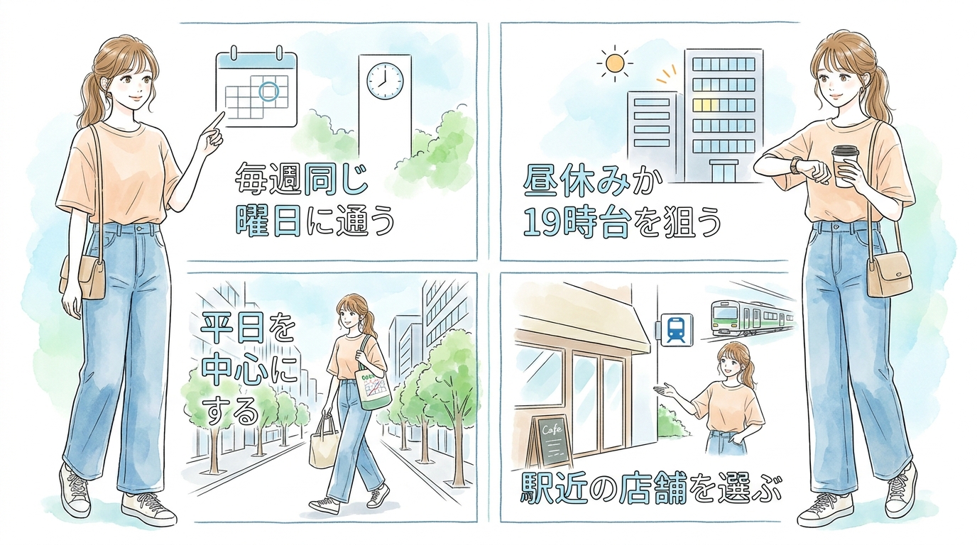 オフィス街の店舗は昼休みと19時台が出会いのゴールデンタイムになっている