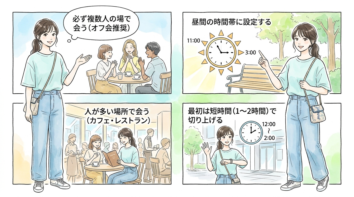 オフ会は必ず複数人の場で会う
