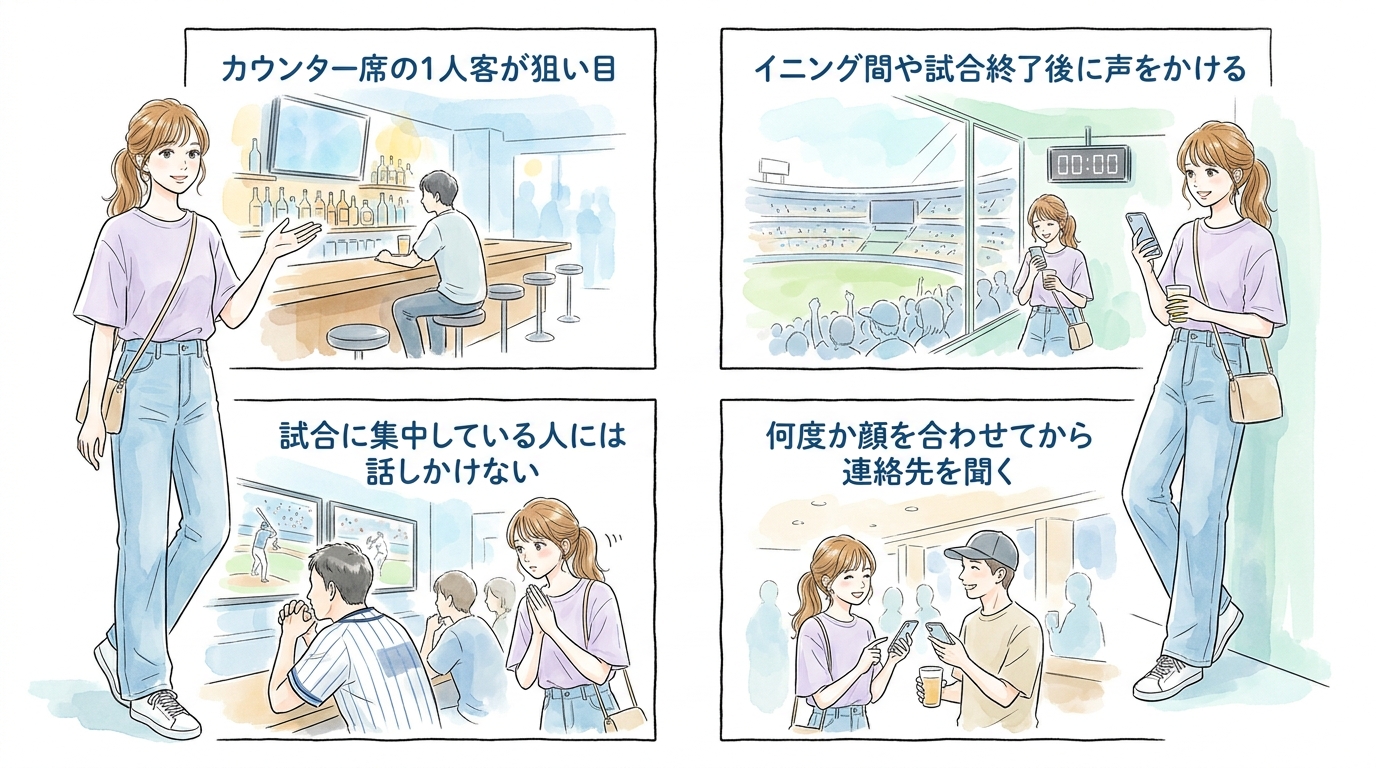 スポーツバーのカウンター席が試合中の会話を生んでいる