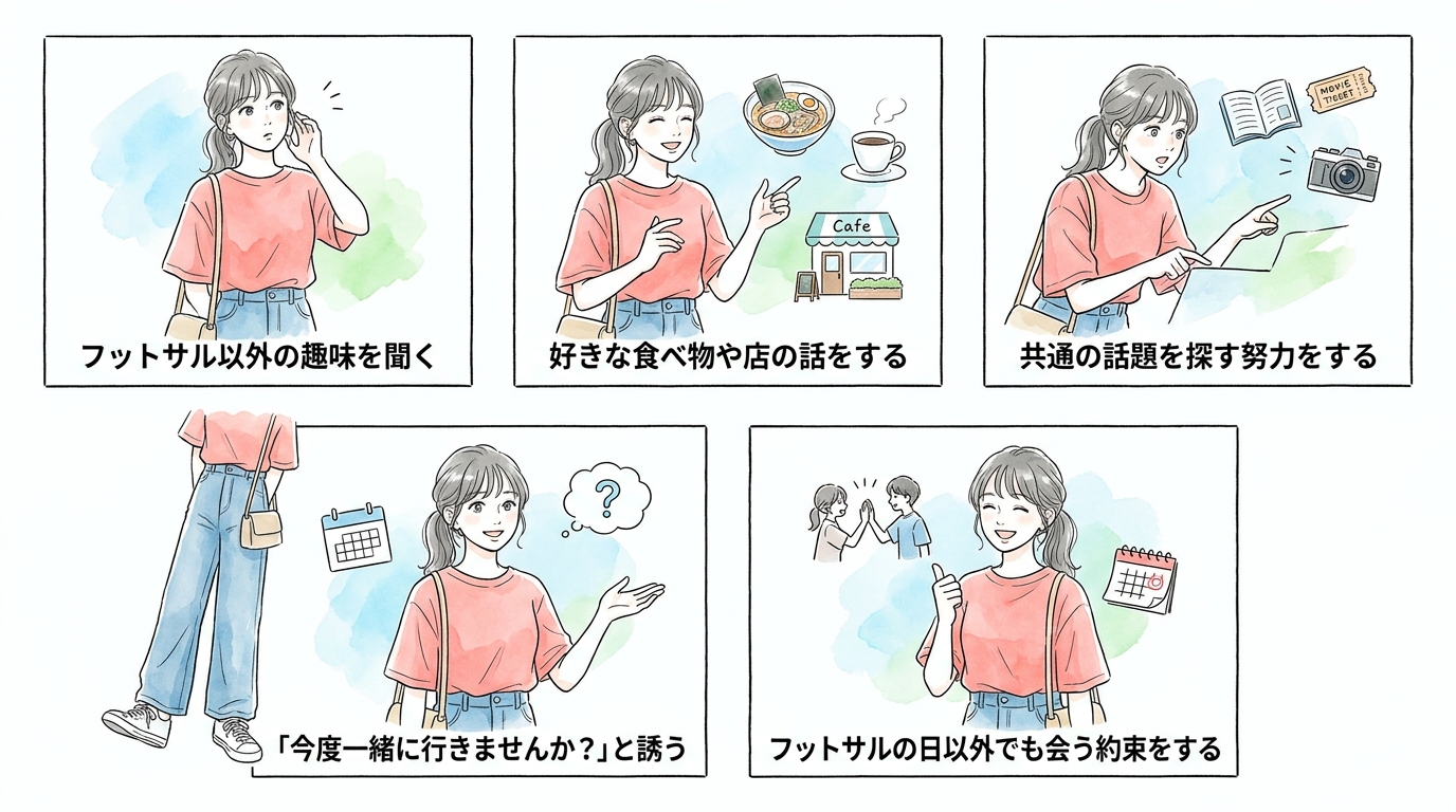 フットサル以外の共通点を見つけて次の約束につなげている