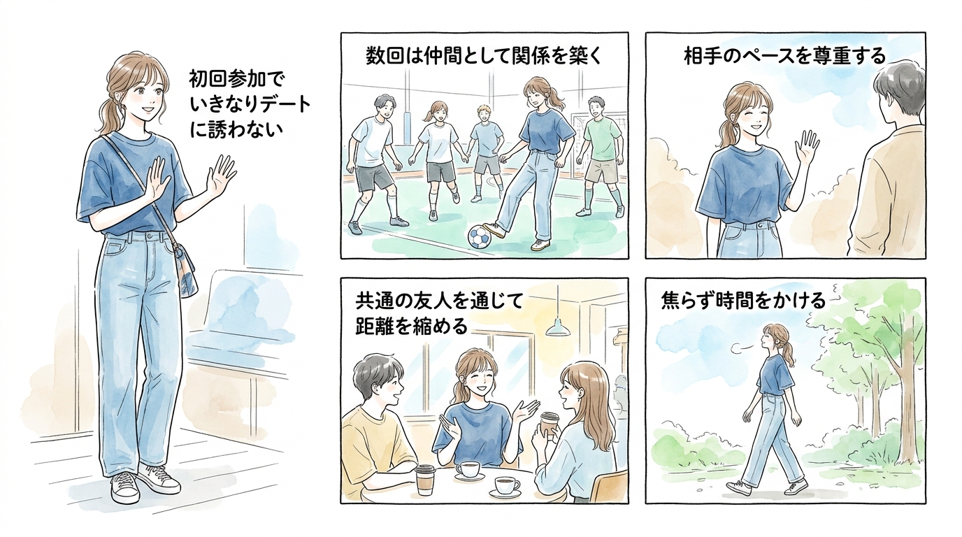 フットサル仲間として関係を深めてから恋愛に進んでいく