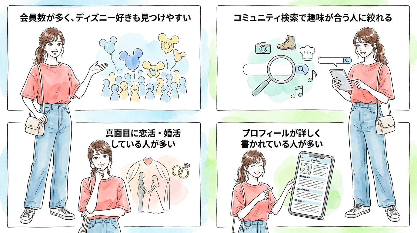 ペアーズはディズニーコミュニティの会員数が圧倒的だ