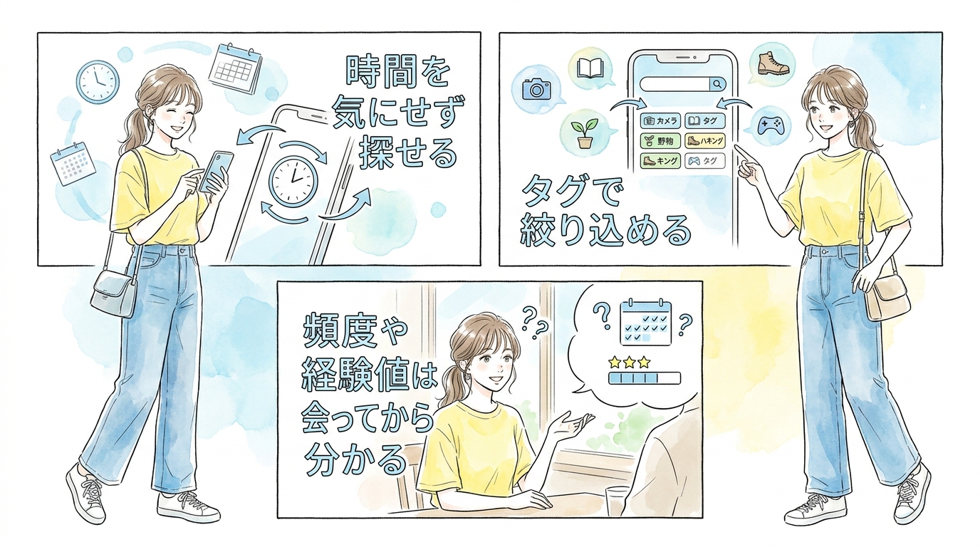 マッチングアプリなら趣味タグで絞り込んで探せる