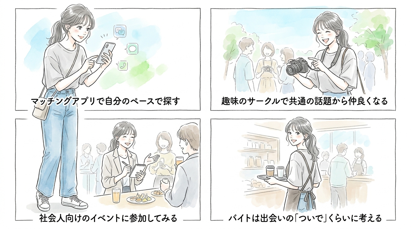 マッチングアプリや趣味サークルと併用すれば可能性が広がる