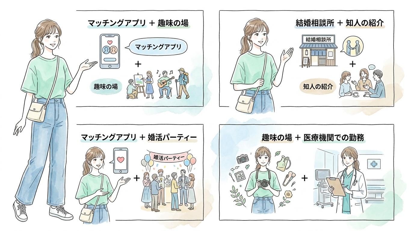 一つの手段だけに絞ると出会える確率が下がってしまう