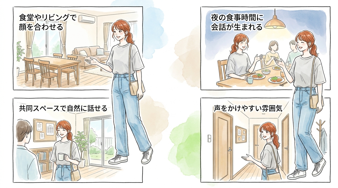 個室寮より相部屋・シェアハウス型のほうが自然に仲良くなれる