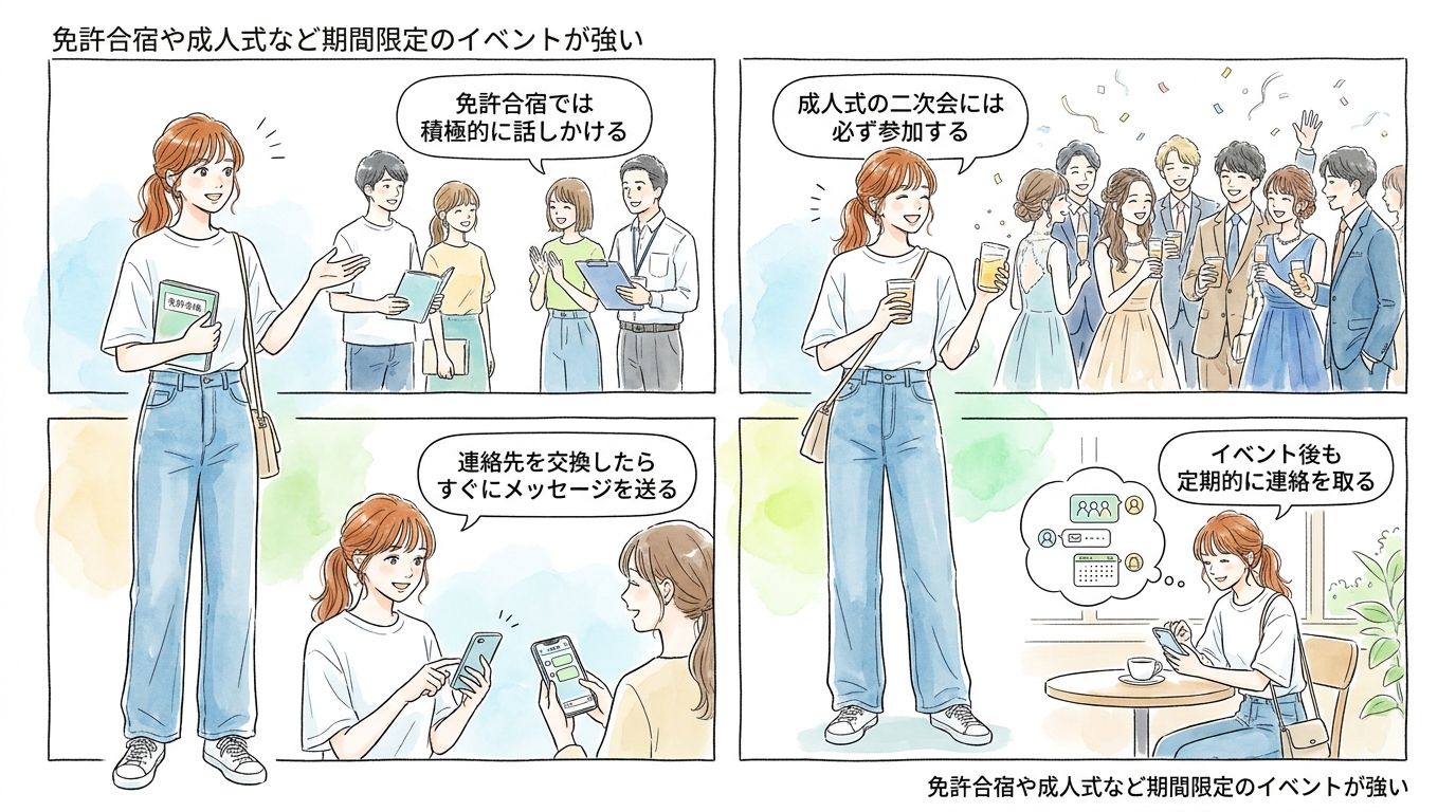 免許合宿や成人式など期間限定のイベントが強い