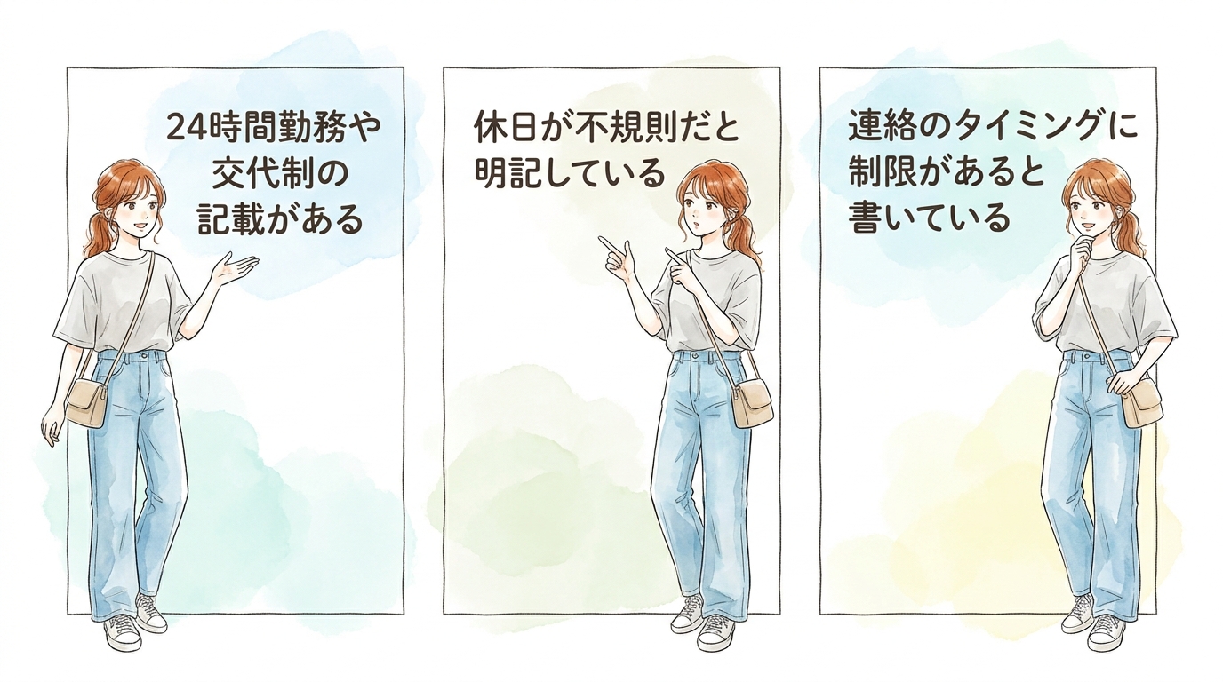 「勤務体系」の記載があるかで本気度が変わってくる