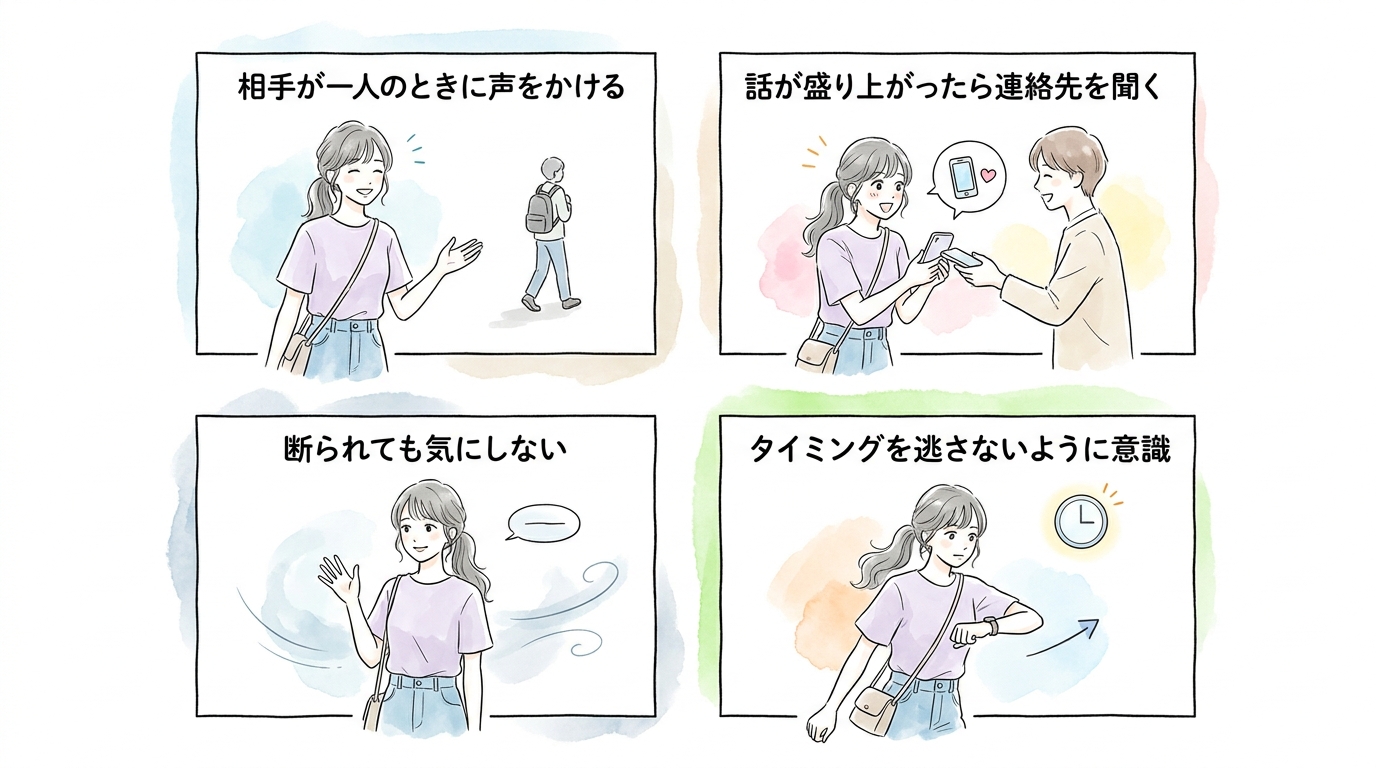 受け身で待つだけでなく自分から声をかけ連絡先を聞く勇気を持つ