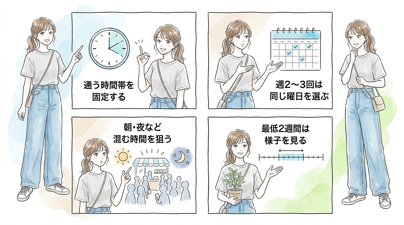 同じ時間帯・曜日に通って顔なじみになれる店舗