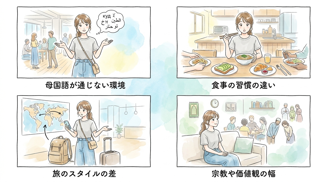 多国籍な宿泊客が集まる環境が整っている