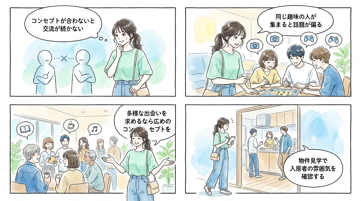 物件ごとにコンセプトが異なるため出会いの質も変わってくる