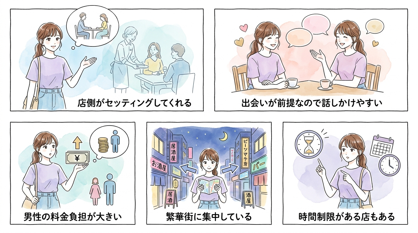 相席形式の店で最初から出会いが前提になっている