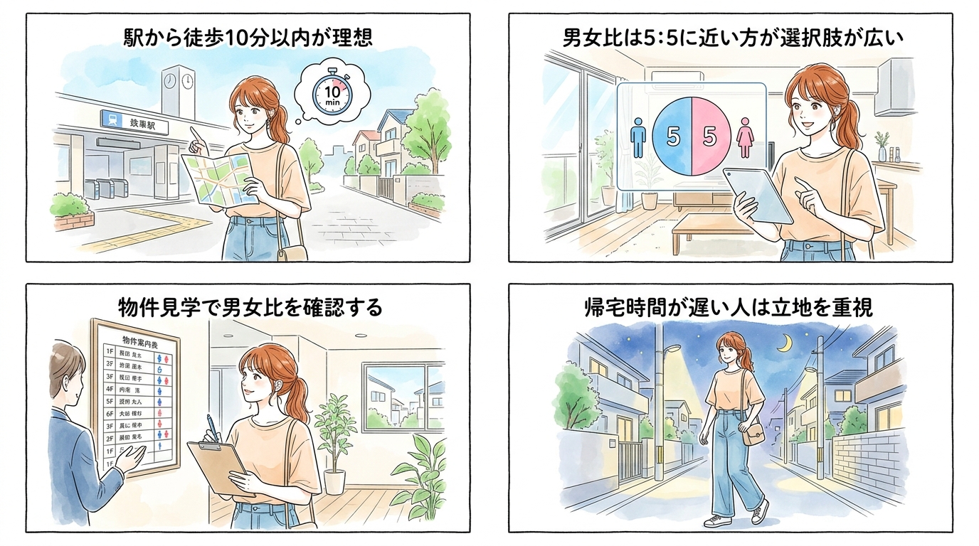 立地と男女比率を事前に確認すれば入居後のミスマッチを防げる