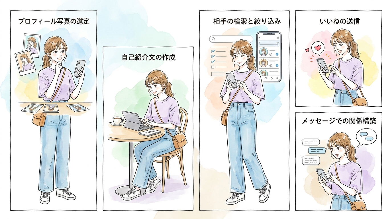 自分のペースで進められるオンライン型の出会い