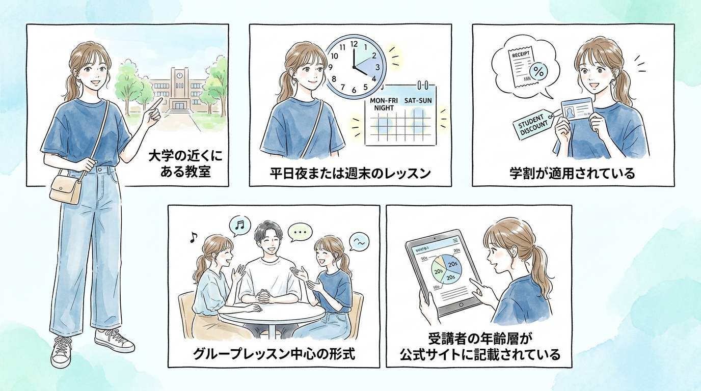 通うエリアと時間帯で同年代の在籍率が変わる