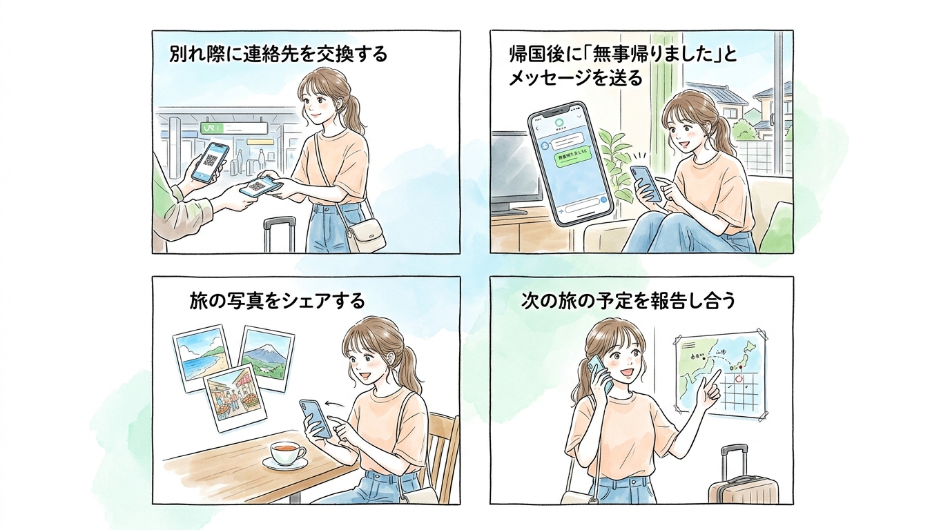 連絡先を交換して帰国後もつながり続ける