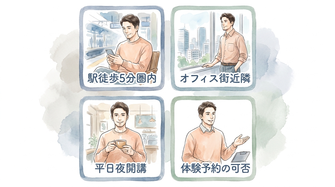 駅近・オフィス街の料理教室が独身女性と出会える