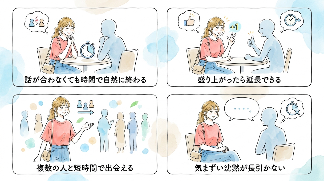 20分単位で席替えがあるから話が途切れても次がある