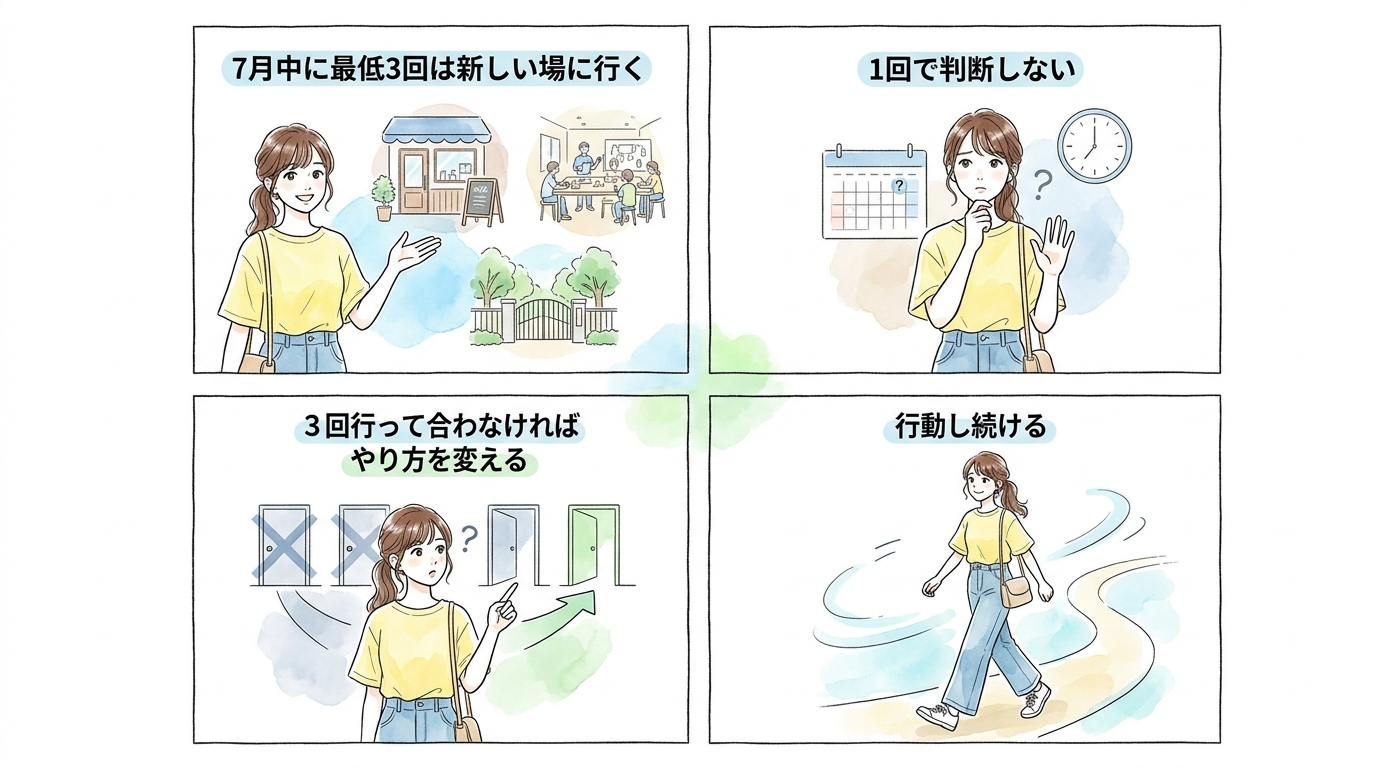 7月中に最低3回は新しい場に足を運ぶ