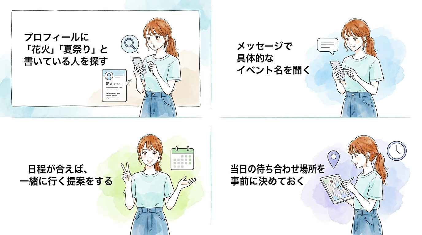 8月のアプリは「花火行きたい」プロフィールが急増している