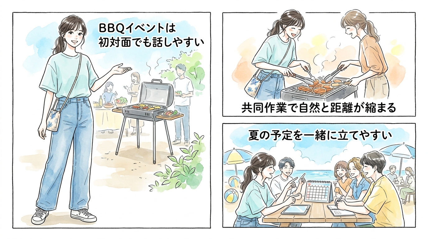 BBQ・アウトドア系の募集が5月から急増し、初対面でも話しやすい空気ができている