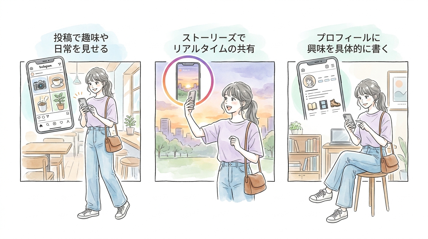 Instagramは投稿とストーリーズで日常の共通点を見せていく
