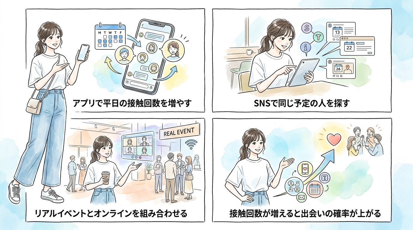 アプリ・SNS・リアルイベントを同時に回すと接触回数が増える