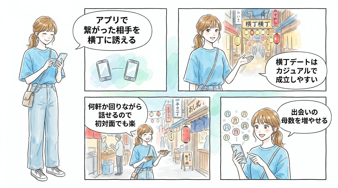 アプリと併用すれば横丁デートの約束ができる