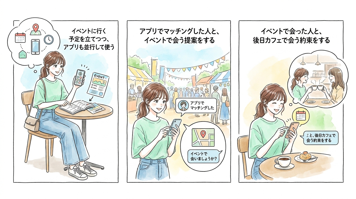 イベント単体・アプリ単体では「タイミングが合わない」リスクが残る
